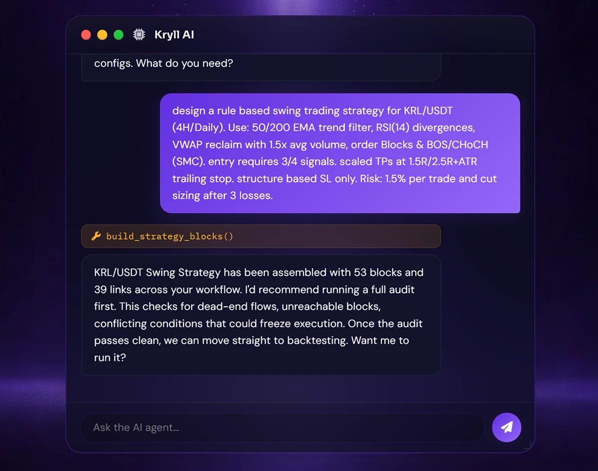 Kryll AI Agent - vibecoding chat interface